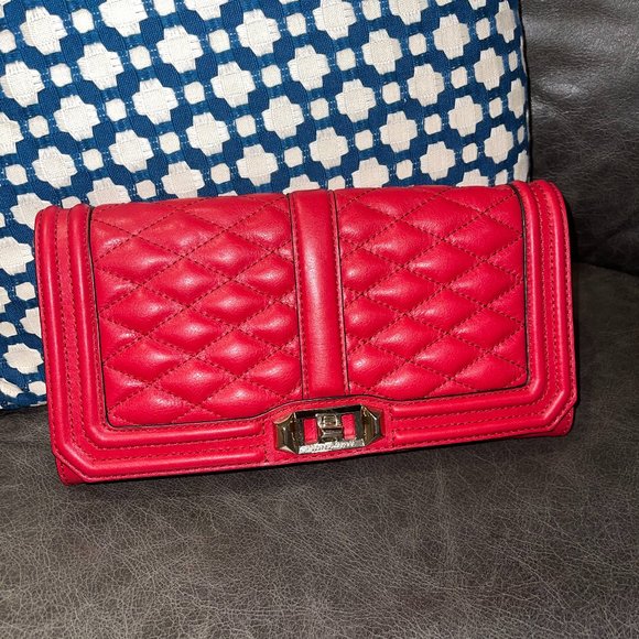 Red quilted leather lambskin purse - Picture 1 of 10